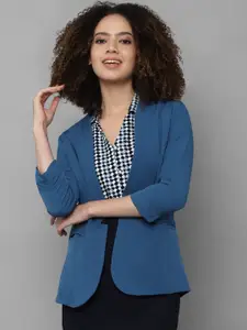 Allen Solly Woman Blue Solid Single-Breasted Formal Blazer