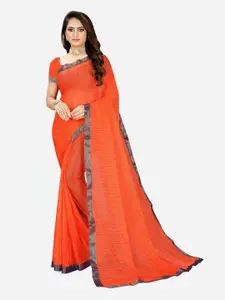 SAADHVI Orange & Blue Woven Design Jacquard Saree