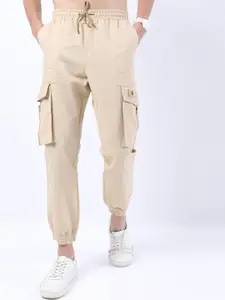 HIGHLANDER Men Beige Slim Fit Cargos Trousers