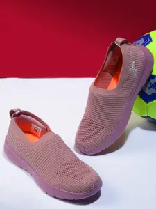 ABROS Women Mauve Woven Design Mesh Running Shoes