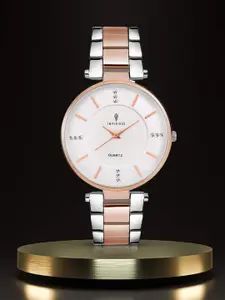 Imperious- The Royal Way Women Silver-Toned Brass Dial & Multicoloured Bracelet Style Straps Analogue Watch