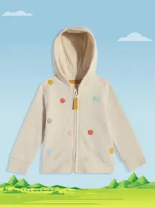 mothercare Girls Cream-Coloured Embroidered Pure Cotton Hooded Sweatshirt