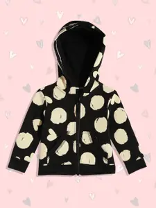 mothercare Infant Girls Black Geometric Printed Hooded Pure Cotton Sweatshirt