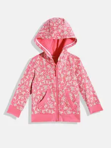 mothercare Infant Girls Pink Printed Pure Cotton Hooded Sweatshirt