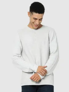 Celio Men White Solid Cotton Pullover