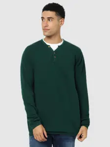 Celio Men Green Solid Regular Fit Pullover Sweater