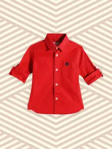 U.S. Polo Assn. Kids Boys Red Solid Casual Shirt