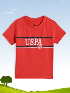 U.S. Polo Assn. Kids Boys Red Printed Pure Cotton T-shirt