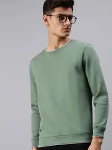 SHOWOFF Men Green Cotton Pullover  Sweatshirt