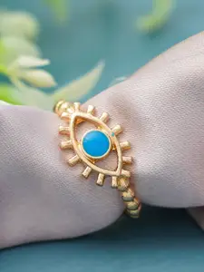 Ferosh Women Blue Gold-Plated Evil Eye Finger Ring