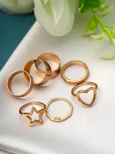Ferosh Women Gold-Toned Star Set of 7 Finger Ring Set