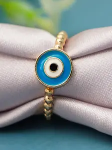 Ferosh Women Gold-Toned & Blue Evil Eye Ring