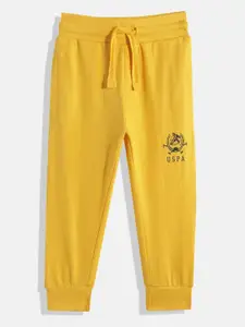 U.S. Polo Assn. Kids Boys Yellow Solid Pure Cotton Joggers