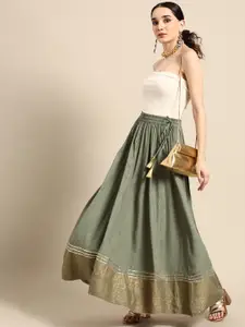 Sangria Grey Printed Flared Skirt