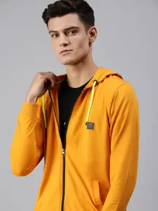 SHOWOFF Men Mustard Hooded Sweatshirt