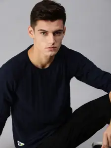 SHOWOFF Men Navy Blue Sweatshirt