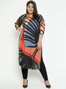 Amydus Plus Size Women Multicoloured Tropical Printed Kurta