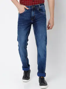Mufti Men Blue Straight Fit Light Fade Stretchable Jeans