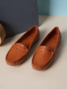 SCENTRA Women Tan Woven Design Loafers