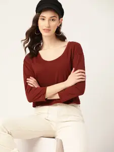 DressBerry Women Drop-Shoulder Sleeves Boxy T-shirt
