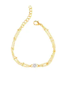 Efulgenz Women Gold-Plated & Silver-Toned Cubic Zirconia Charm Bracelet