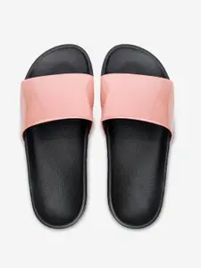 ADIVER Women Pink & Black Sliders