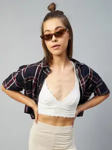 CHIMPAAANZEE Women Navy Blue Relaxed Boxy Casual Shirt