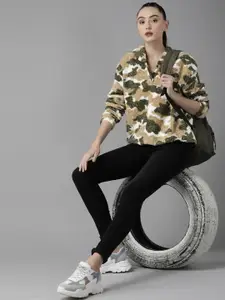 The Roadster Lifestyle Co. Women Olive Green Hooded Sherpa Pullover