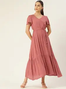 DressBerry Rose Tiered Maxi Wrap Dress