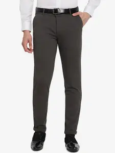 JB STUDIO Men Grey Slim Fit Trousers