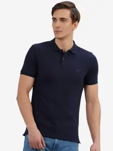 Greenfibre Men Blue Polo Collar Slim Fit T-shirt