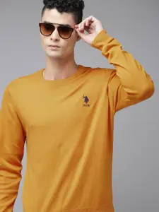 U.S. Polo Assn. U S Polo Assn Men Mustard Long Sleeves Pullover with Embroidered Detail