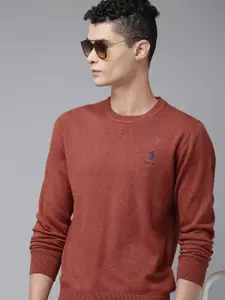 U.S. Polo Assn. U S Polo Assn Men Rust Pure Cotton Pullover with Embroidered Detail