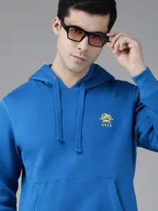 U.S. Polo Assn. U S Polo Assn Men Blue Brand Logo Embroidered Hooded Sweatshirt
