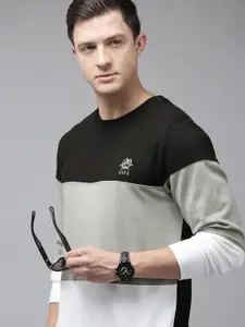 U.S. Polo Assn. Men Black & Grey Colourblocked Sweatshirt