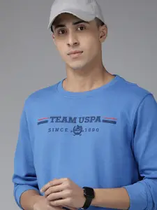 U.S. Polo Assn. U S Polo Assn Men Blue Brand Logo Printed Sweatshirt