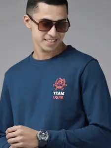 U.S. Polo Assn. Men Blue Solid Pullover Sweatshirt