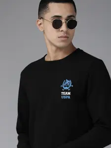 U.S. Polo Assn. U S Polo Assn Men Black Brand Logo Printed Sweatshirt