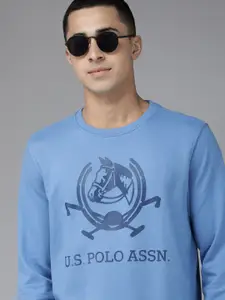 U.S. Polo Assn. U S Polo Assn Men Blue Brand Logo Printed Sweatshirt