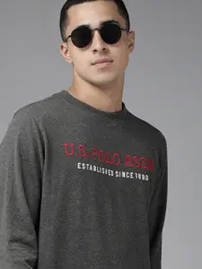 U.S. Polo Assn. Men Grey Brand Logo Printed Sweatshirt