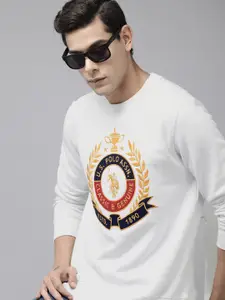 U.S. Polo Assn. Men Off White Embroidered Sweatshirt
