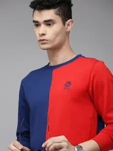 U.S. Polo Assn. Men Navy Blue & Red Colourblocked Sweatshirt