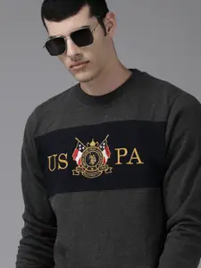 U.S. Polo Assn. Men Charcoal Printed Sweatshirt