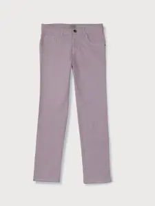 Gini and Jony Girls Lavender Solid Cotton Jeans