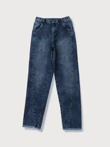 Gini and Jony Girls Navy Blue Mildly Distressed Heavy Fade Jeans