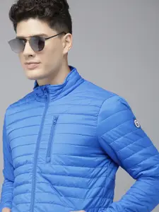 U.S. Polo Assn. Men Blue Solid Puffer Jacket