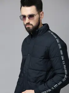 U.S. Polo Assn. Men Navy Blue Solid Heavy Weight Puffer Jacket