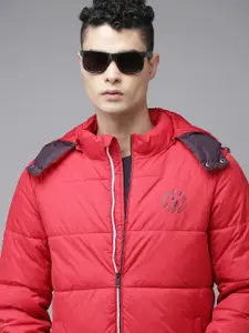 U.S. Polo Assn. Men Red Solid Heavy Weight Hooded Puffer Jacket