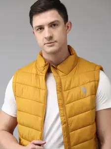 U.S. Polo Assn. Men Mustard Yellow Solid Puffer Jacket