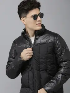 U.S. Polo Assn. Men Black Solid Puffer Jacket